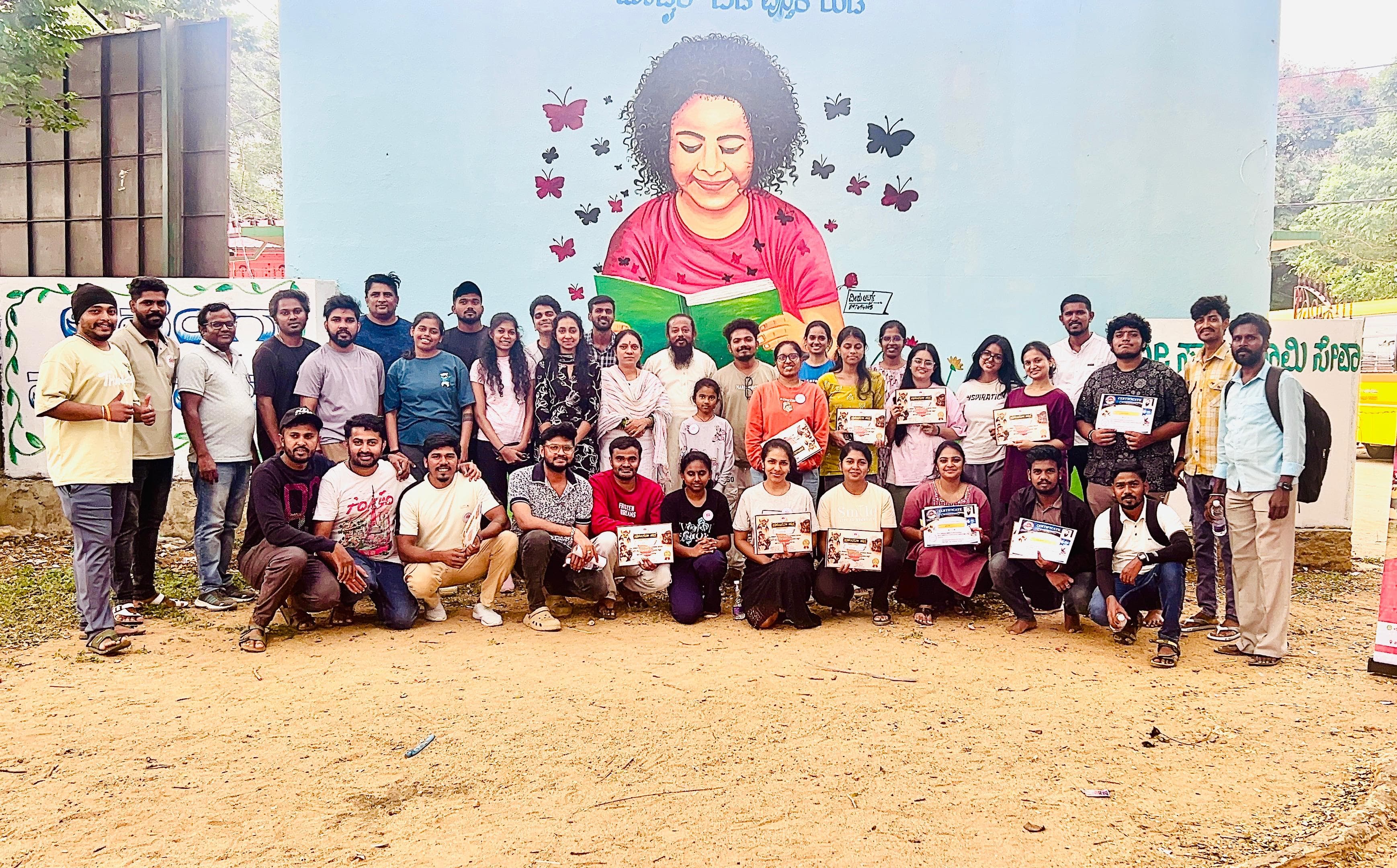 Foundation volunteers holding certificates